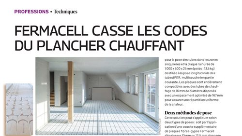 Fermacell casse les codes du plancher chauffant - par Le Bâtiment Artisanal