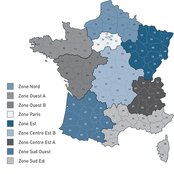 Carte de France des régions James Hardie et Fermacell